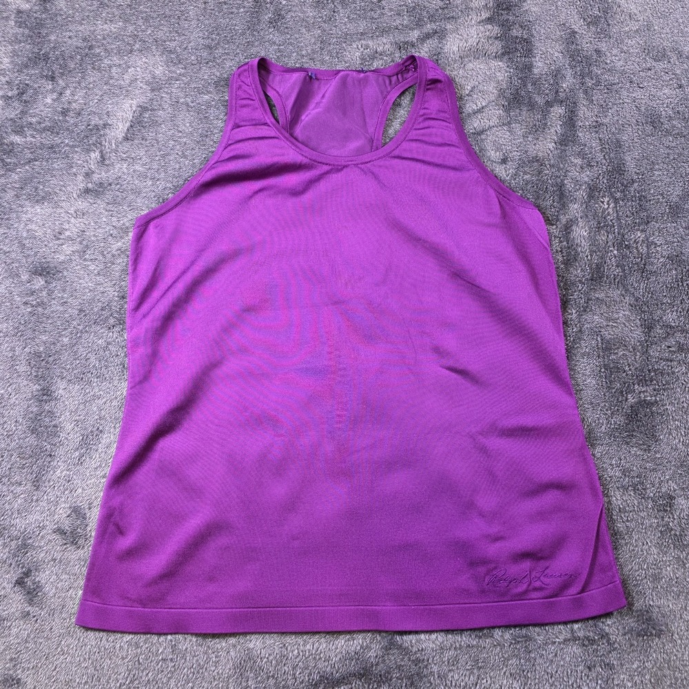 Ralph Lauren Purple Label Stretch Silk Racerback Tank‎ Top Womens M Magenta $590